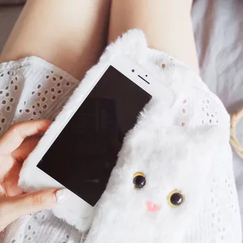 Kailio Pliušinis Atveju Xiaomi Redmi Pastaba 8 Pro Dangtelį Solu Moterų Shell Redmi Pastaba 8T Apima Funda Cute Kačių Ausys Šiltos Žiemos
