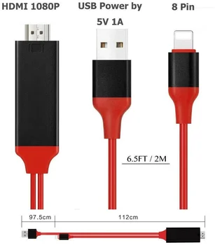 Žaibas į HDMI Adapteris Kabelis, USB 8 Pin HDMI HDTV AV Kabelis Adapteris 1080P Įkrovimo Adapterio Kabelis