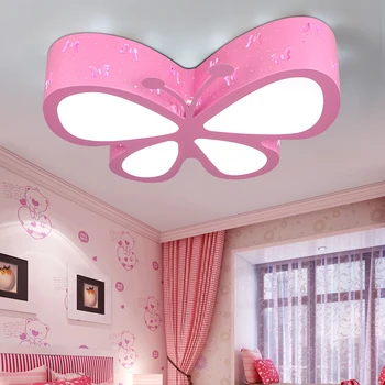 Šiuolaikinės trumpai vaikų miegamasis spalvingas drugelis tuščiaviduriai geležies LED lubų šviestuvas namų deco valgomasis akrilo šviesa
