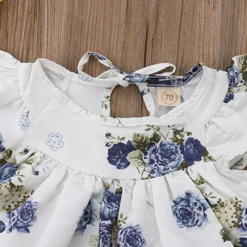 Naujagimiui Baby Girl Vasaros Gėlių Viršūnes Suknelė+Trumpas Kelnes Komplektus Drabužių