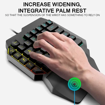 Žaidimas Klaviatūros Naujas Laidinis Žaidimų Klaviatūrą Žaidėjus Plūduriuojantis LED Apšvietimo, Su LED Apšvietimu 39 Klavišus Viena Ranka Membranos Klaviatūra