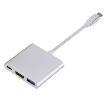 USB C-HDMI Adapterio Tipas-C USB 3.1 Converter 3-IN-1 Cable Hub 1080P 4K HD Adapterį už Telefoną, Tabletės Nešiojamas TELEVIZORIUS KOMPIUTERIO Monitorius