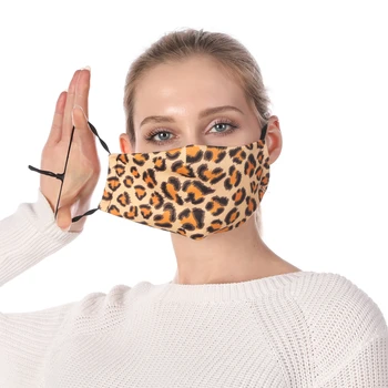 Britų Leopard Stilingas Daugkartinio naudojimo Nagų Kaukė veido Kaukė Su Filtru, Reguliuojamu Dirželiai Apsaugos Vėjo Skalbti Gripo Kaukės