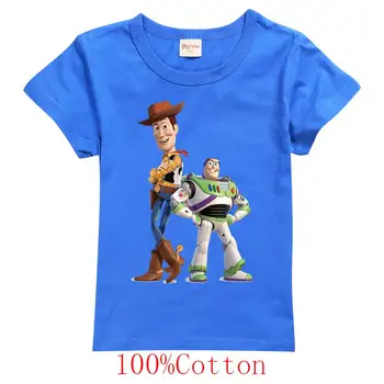 Disney marškinėliai Animacinių filmų Berniukas, Mergaitė, Vasaros Trumpos Reguliariai marškinėliai Toy Story 4 Medvilnės Balta T-shirt Prarasti Karšto Pardavimo
