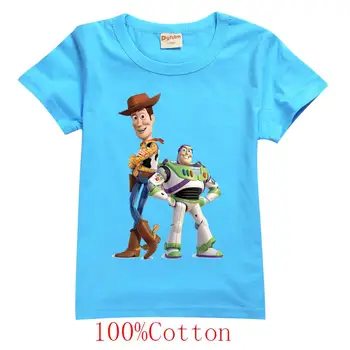 Disney marškinėliai Animacinių filmų Berniukas, Mergaitė, Vasaros Trumpos Reguliariai marškinėliai Toy Story 4 Medvilnės Balta T-shirt Prarasti Karšto Pardavimo