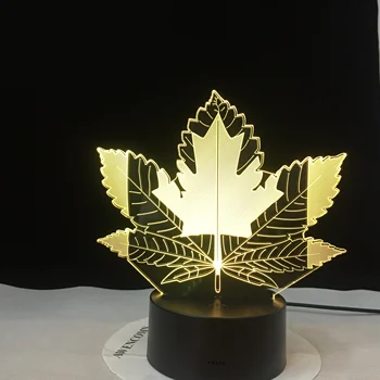 Klevo Lapas, Kanada Miega Naktį, Šviesos, Kūrybos Stalo Lempa, Šviesos diodų (Led 3D Iliuzija Lampara naktinė lempa Vaikai Kambario Dekoro Dropshipping