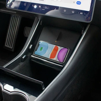 Belaidžio Kroviklio 10W Greitai Įkrauti Automobilių Įkrovimo Pagalvėlę Wireless Charging Pad Išmanųjį telefoną Įkrauti Tesla Modelis 3