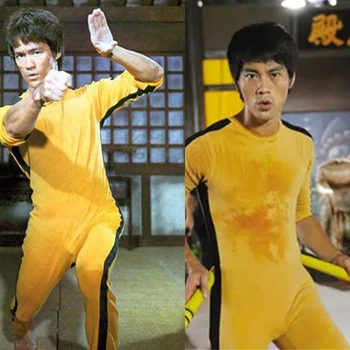 Unisex Suaugę Vaikai Bruce Lee Jeet Kune Do Kinijos Kung Fu Jumpsuit Cosplay Kostiumų Zentai Kostiumas