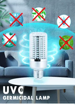 60W UV Baktericidinė Lempa E27 Led uv-C Šviesos Lemputės 130Leds Dezinfekavimo Lempos sterilizer LED Namų Švaraus Oro Nužudyti Bakterijos, Erkutės