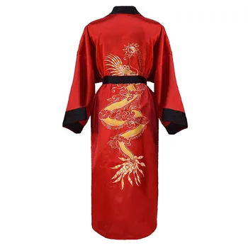 Viskozė Chalatas Kimono Suknelė Skraiste Dviejų Šoninių Sleepwear Namų Drabužių, Siuvinėjimas Dragon Pižamą Vyrų Naujovė Intymus apatinis Trikotažas халат