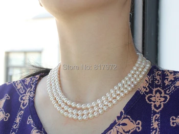 Vestuvių Viršuje Gamtos perlas tikras perlas Granulių akcentas Mados 3 Sluoksnis Rankų darbo Karoliai Nustatyti Moterų Papuošalai Gėlavandenių