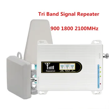 2G 3G 4G Tri Band Signalo Kartotuvų GSM 900 DCS 1800 WCDMA 2100 Korinio ryšio tinklo Signalo Stiprintuvas Mobiliojo ryšio Stiprintuvas su skystųjų KRISTALŲ Ekranas