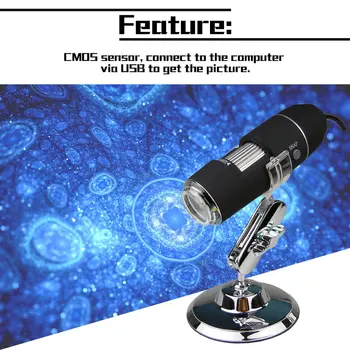 Reguliuojamas Ryškumas Nešiojamų 1600X/1000X 8 LED 2MP Skaitmenines Kišeninis Mikroskopas Biologinis Endoskopą Su CMOS Jutiklis