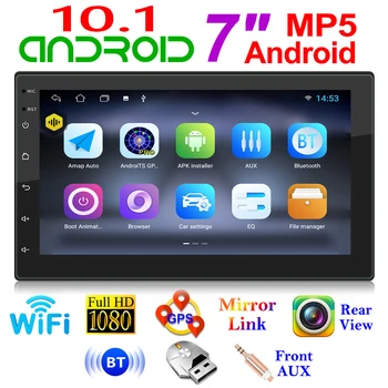 7784AD Dvigubo DIN Automobilio Radijo Android 10.1 Quad Core, 1 GB+16 GB Multimedia Vaizdo Grotuvas, 2 DIN GPS WiFi Bluetooth, AUX Auto Stereo