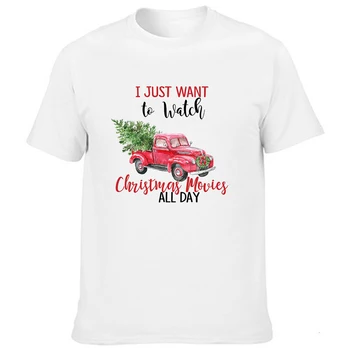 2020 Mados Vyrų Kalėdų T-shirt Harajuku Streetwear Grafinis Tees Kalėdų Medžio Traktor Spausdinti Trumpas Rankovės O-kaklo Viršūnes T Shirts