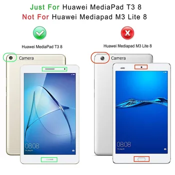Dangtelis Atveju 2017 Huawei MediaPad T3 8.0 KOB-L09 KOB-W09 Apversti PU Oda Atveju Padengti Garbė Žaisti Mygtukai 2 8.0 Tablet Funda