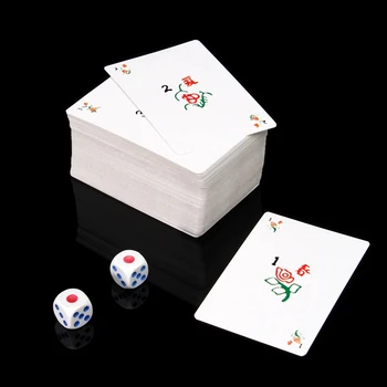 144Pcs/Set Mah Jong Popieriaus Mahjong Kinų Kortų Žaidimas Su 2vnt Kauliukus Nešiojamų Kelionių Pramogų Kortų Rinkinys Naujas