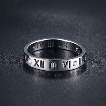 Romėniškais Skaitmenimis Žiedai Moterų Nerūdijančio Plieno Kubinių Uodega Žiedas Vestuvių Papuošalai