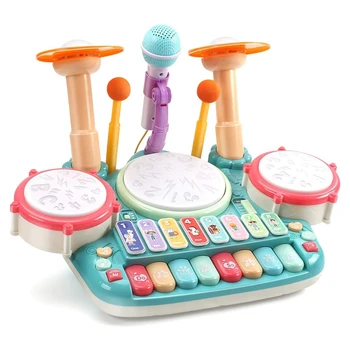 Muzikos Instrumentas, Žaislai,Vaikų Elektroninę Pianino Klaviatūrą Kselofonu Būgno Žaislų Rinkinys su Šviesos,Mikrofonai