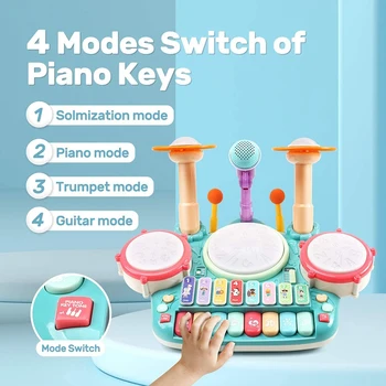 Muzikos Instrumentas, Žaislai,Vaikų Elektroninę Pianino Klaviatūrą Kselofonu Būgno Žaislų Rinkinys su Šviesos,Mikrofonai