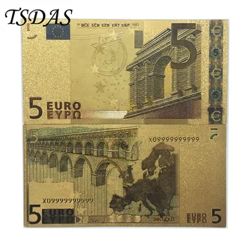 100vnt/daug 5 Euro 24k Aukso Folija Banknotų Spalvinga Dvigubai Dizainas, Euro Banknotų Aukso Folija Padengti Už Dekoras