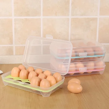 Virtuvė 15 tinklelis, šaldytuvas kiaušinių dėžutės plastikiniai nešiojami, kuriems talpinimo buitinių kiaušinių dėklas kiaušinių laikymo dėžutė