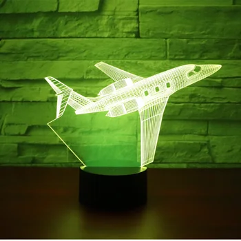 3D LED Naktį Lengvųjų Keleivinių Orlaivių Lėktuvas su 7 Spalvų Šviesos Namų Puošybai Lempos Nuostabi Vizualizacijos Optinė Iliuzija