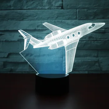 3D LED Naktį Lengvųjų Keleivinių Orlaivių Lėktuvas su 7 Spalvų Šviesos Namų Puošybai Lempos Nuostabi Vizualizacijos Optinė Iliuzija