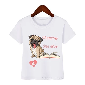 Juokingi marškinėliai mergaitėms berniukai kietas pug riedučiais gyvūnų spausdinti marškinėlius camisetas kawaii vaikams drabužių šunų mylėtojas, t-marškinėliai berniukams