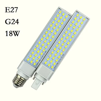 Nauja LED Lampada G24 E27 9W 11W 13W 15W 18W 30W LED downlight Horizontalus Plug lempos Šviesos Bombillas Kukurūzų Lemputė, Prožektorius 5vnt