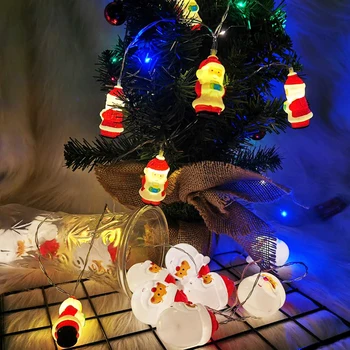 Santa Claus LED String Pasakų Žibintai Girliandą Kalėdų Eglutės Kabinti Šviesos Ornamentu Naujųjų Metų Navidad Lauko Sodo Puošmena