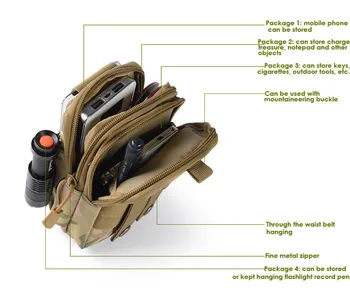 Loogdeel Taktinis Diržas Juosmens krepšys Molle Medžioklės Dėklas Kempingas Vandeniui Mobile Pocket Veikia Lauko Mažas Maišelis 