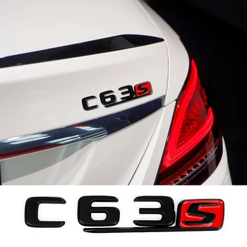 Blizgus Juodas C63 C63S Logotipą, Galiniai Kamieno Lipdukas Mercedes Benz C Klasės AMG W204 W205 Uodega Raidžių Ženklelis Lentele Automobilių Tiuningas
