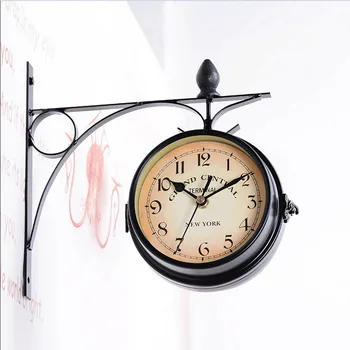 Karšto Klasikinis Retro Sieninis Laikrodis 22CM Dvipusis Ne Atramos Laikrodis Namų Puošybai