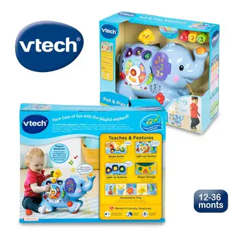 VTech Pull & Play Dramblys Žaislas Su gyvūnų garsus 12-36 mėnesių Kūdikis