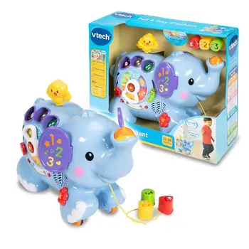 VTech Pull & Play Dramblys Žaislas Su gyvūnų garsus 12-36 mėnesių Kūdikis