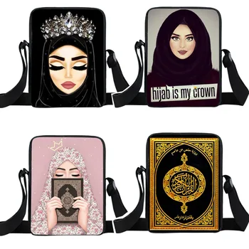 Hijab Veido Musulmonų Islamo Gril Akis Spausdinti Mažų Pečių Maišą Moterų Rankinės Atsitiktinis Entire Paauglys Merginos Crossbody Krepšiai Bookbag
