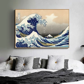 Didžiosios Bangos Kanagawa Ukiyoe Japonų Meno Plakatas Derliaus Sienos Drobė Spausdinti už Kambarį Apdaila Cuadros Neįrėminti