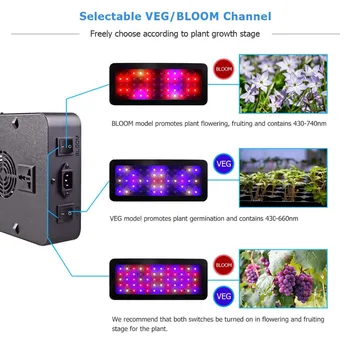 Dvigubas Jungiklis 600W 900W 1200W viso Spektro LED grow light su Daržovių/Bloom režimai, skirti Patalpų Šiltnamio efektą sukeliančių augti palapinė augalams augti, led