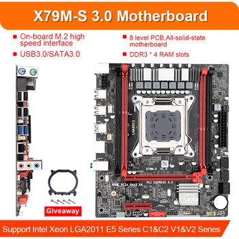 JingSha X79m-s pagrindinė plokštė rinkinys su Xeon LGA2011 E5 2650V2 C2 4x4GB=16GB 1 600 mhz DDR3 ECC REG atminties M-ATX USB3.0 SATA3.0 coole