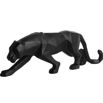 Leopard Dervos Skulptūros Modelį, Biuras, Baras Black Panther Amatų Ornamentai, Gyvūnų Origami Abstrakčių Geometrinių Statulos Apdailos MJ