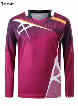 2020 Violetinė Badmintono marškinėliai Vyrams, ilgomis rankovėmis Sportiniai marškinėliai Moterims Sportinę Teniso marškinėliai, sportinės aprangos, Stalo teniso drabužius naudotis