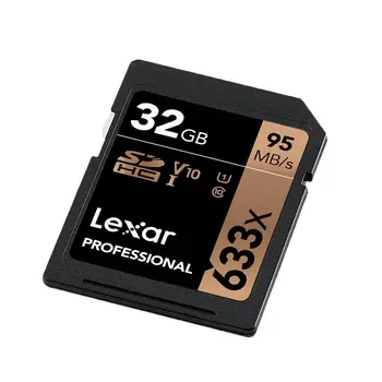 Lexar SD Kortelė 32 GB Originali 95MB/s 633x flash kortelė SDHC U1 Class 10 Atminties Kortelę sd cartao de memoria Už DSLR HD video 3d plokštė