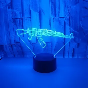 Šautuvas 7 Spalva keičiasi 3D Lentelės, Stalo Lempos Gun 3D LED Nakties Šviesos USB Palieskite Jutiklio RGB Dekoratyvinis Apšvietimas Vaikų Vaikai Gif