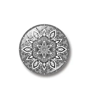 12-30mm Aukštos Kokybės Mandala gėlių kupolo formos Apvalus Skaidrus, Aiškus Didinamojo Stiklo Cabochon Kamėja Nustatymas Papuošalai, Aksesuarai