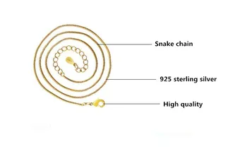 925 sterlingas sidabro mados 24K geltonojo aukso gyvatė grandinės ponios'necklaces juvelyriniai dirbiniai didmeninė pigūs lašas laivybos