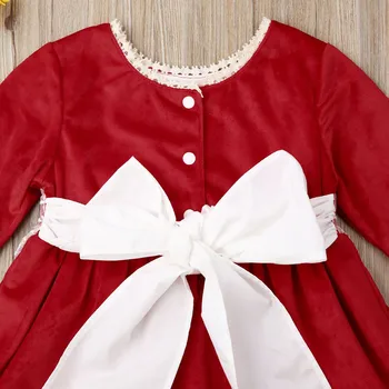 Balta Raudona Kalėdų Suknelė Mergaitėms Ilgomis Rankovėmis Nėrinių Šalis Suknelės Bamblys Mergaičių Balta Suknelė Naujųjų Metų Mergaičių Suknelės Vestidos