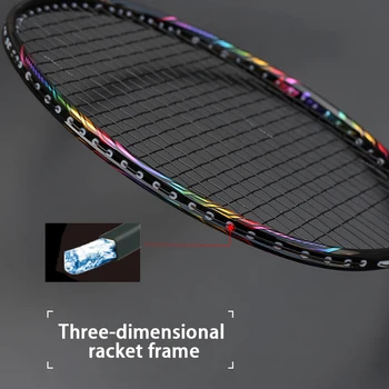 Ultra Light Profesinės 7U 8U 65-67G Suverti Visas Anglies Pluošto Badmintono Rakečių Max 30lbs Raketės Raketės Su Stygos Maišelį Padel
