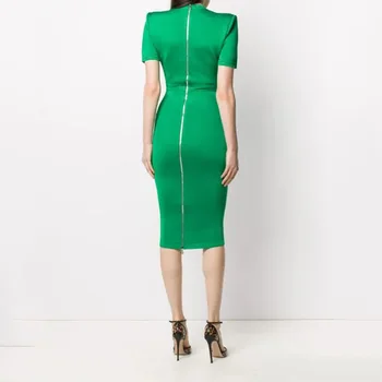 Naujo Dizaino Moterų Europos Liesas Stiliaus Trumpomis Rankovėmis Vasarą Mezgimo Tiesiai Suknelė Elastinga Aukštos Kokybės Žalioji Atsitiktinis Suknelės