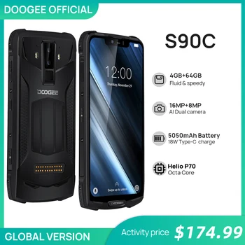 IP68 DOOGEE S90C Modulinės Tvirtas Mobilusis Telefonas, 6.18 colių Ekranas 12V2A 5050mAh Gel P70 Octa Core 4GB 64GB 16MP+8MP Android 9.0